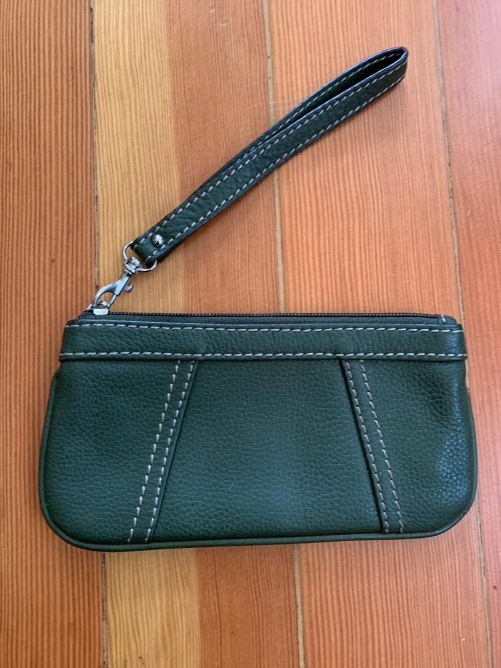 Tignanello Dark Green Leather Wristlet Wallet